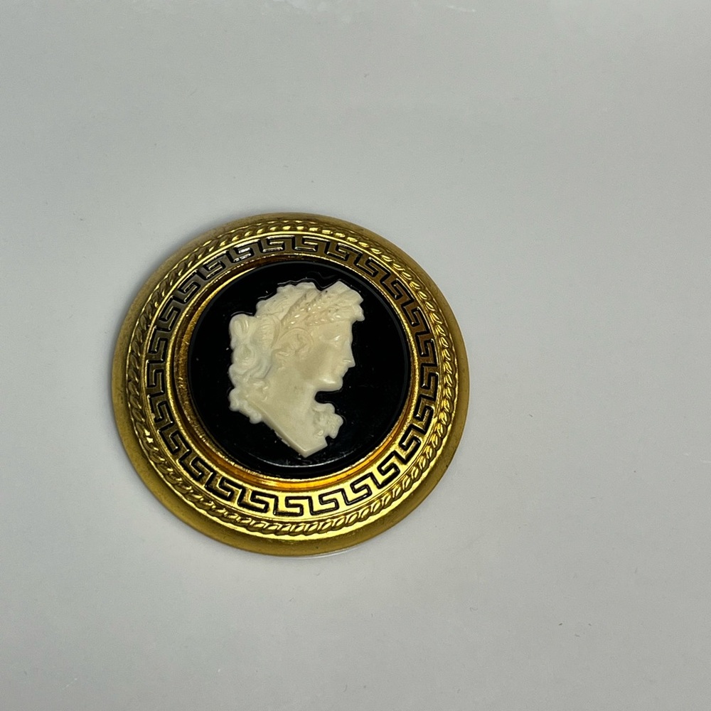 VTG Greek Key Cameo Brooch